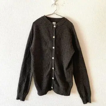 준코 시마다 니트 가디건 울 혼방 래글런 슬리브 풀 버튼 M
