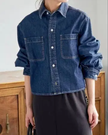 새상품급 스픽 앤 스팬 숏 데님 셔츠