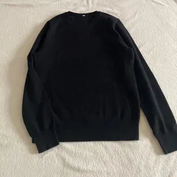 무인양품 블랙 캐시미어 100% 크루넥 니트 스웨터 블랙 M