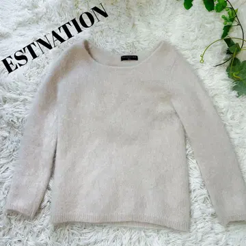 ESTNATION 에스트네이션 모헤어 스웨터 긴팔 핑크 베이지 기모