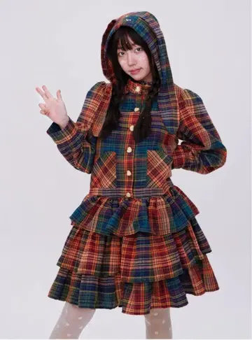 sos meme club 원피스 체크 긴팔 토끼 귀