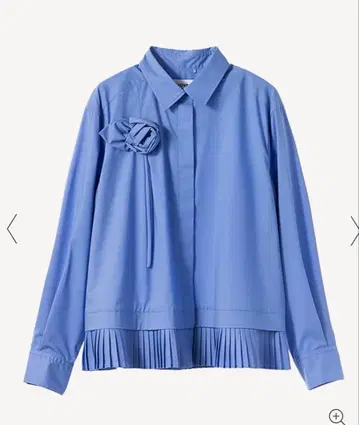 뮤베일 프릴 장식 꽃 모티브 긴팔 셔츠 라이트 블루