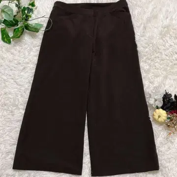 새상품급 GIANNI LO GIUDICE 와이드 팬츠 42 다크 브라운