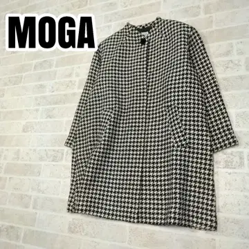 MOGA 모가 하운드투스 체크 패턴 노카라 코트 M 사이즈