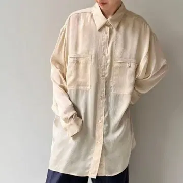 anuke satin over shirt 크림