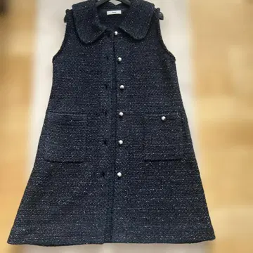 르네 네이비 트위드풍 베스트 36