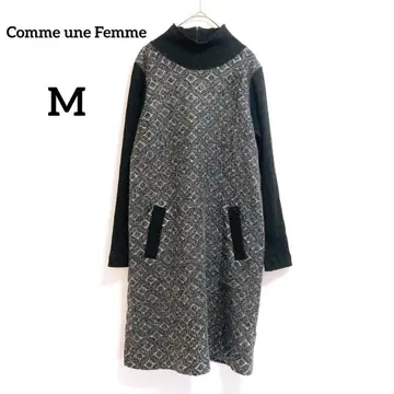 긴팔 튜닉 M 블랙 니트 하이넥 지퍼 있음 울 혼방