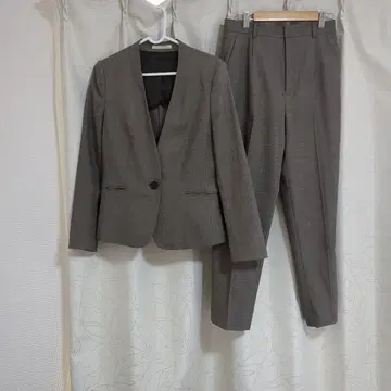 LES MUES 노카라 자켓 브라운 팬츠 정장 스커트 3종 세트