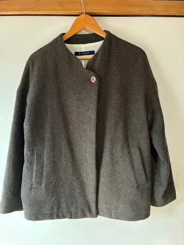 팰리시 압축 울 마오 칼라 숏코트 카키