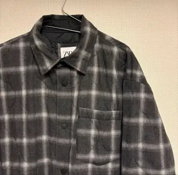 zara 충전솜 퀼팅 체크 셔츠 자켓 L