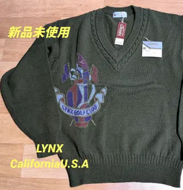택 포함 새상품 Lynx 링크스 빅 로고 V넥 스웨터 헤이세이 쇼와
