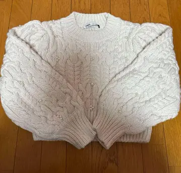 [ 새상품 ] ZARA 모조 진주 케이블 니트 펄 니트 S