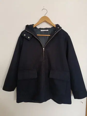 네이비 하프 코트 후드 부착 [ 크로커다일 코드 ]