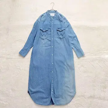 새상품급 Wrangler SHIPS 별주 노카라 데님 셔츠 원피스