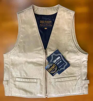 DOG FIGHT 남성용 가죽 베스트 미사용