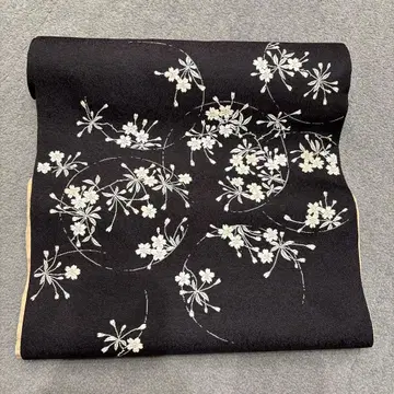 미재단 매실가키 직물제 나고야 오비 꽃무늬 블랙