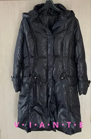 새상품급 후드 부착 다운 코트 블랙 L