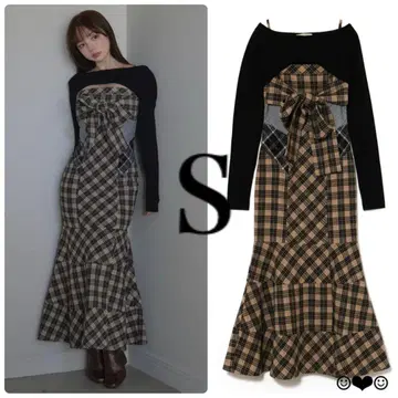 andmary Juni 체크 드레스 베이지 S