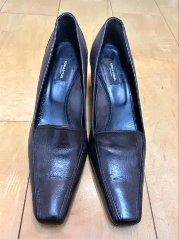 소니아 리키엘 다크 브라운 가죽 스퀘어토 펌프스