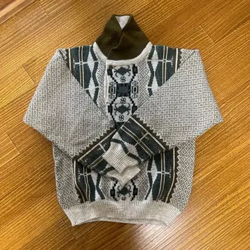 vintage LUCIANO CHIARI 기하학 패턴 하이넥 스웨터