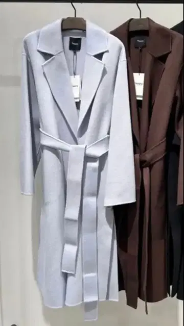 띠어리 더블 페이스 벨트 롱 코트 S