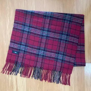 HARE 램스울 네이비 체크 머플러 빨간색