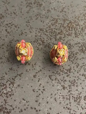 핑크 장식 귀찌