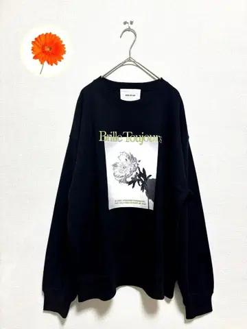 F ROGER AND RAW 맨투맨 트레이닝복 플라워 블랙 블랙