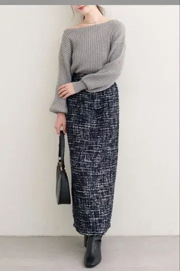 natural couture MIX 트위드 하이웨스트 타이트 스커트