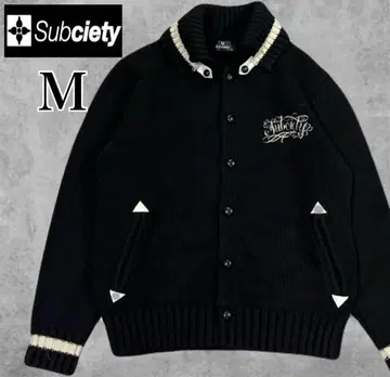Subciety 돈키 옷깃 로케이지 가디건 블랙 자수 로고 M