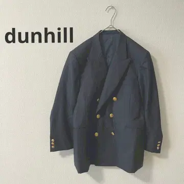 던힐 테일러드 자켓 네이비 골드 버튼 더블 브레스트 피크 라펠