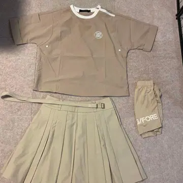 골프웨어 베이지 상의 스커트 세트