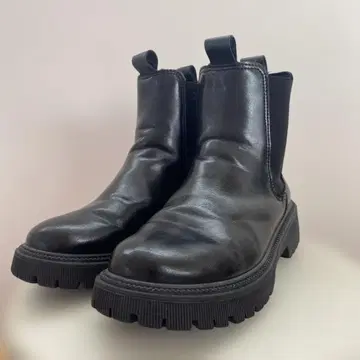 블랙 사이드 고어 부츠 통굽