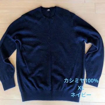 새상품급 유니클로 캐시미어 100% 크루넥 스웨터 네이비 XL