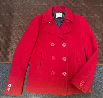 MOUSSY 레드 더블 브레스트 피 코트