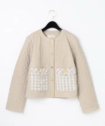 미사용 새상품 그레이스 콘티넨탈 트위드 포켓 가죽 자켓 36