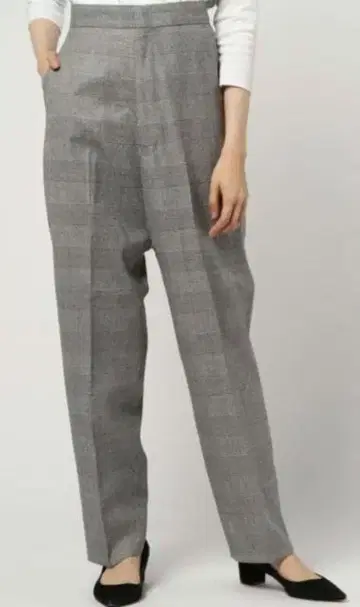 JANE SMITH 실크 혼방 테이퍼드 체크 팬츠