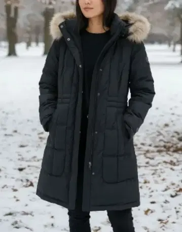 블랙 다운 롱 코트