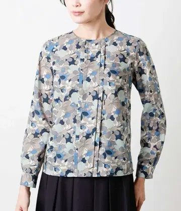 NEW YORKER 플라워 프린트 턱 긴팔 블라우스