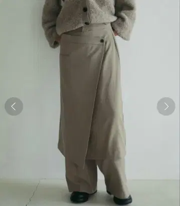 밑단 기장 수선 있음 anuke 랩스커트 팬츠 베이지 랩 스커트 36