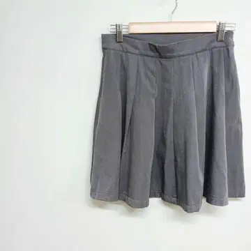 그레이 플레어 스커트 지퍼 캐주얼 프리 경량 안감 없음