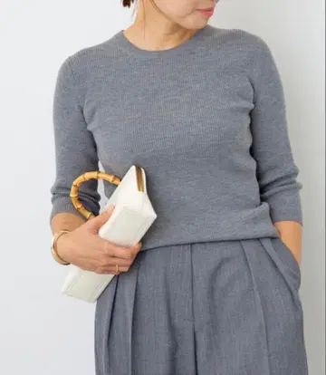 Deuxieme Classe Rib 크루넥 풀오버 그레이