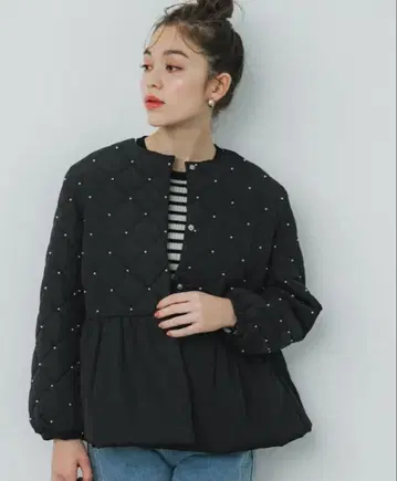 coca 펄 퀼팅 티어드 블루종