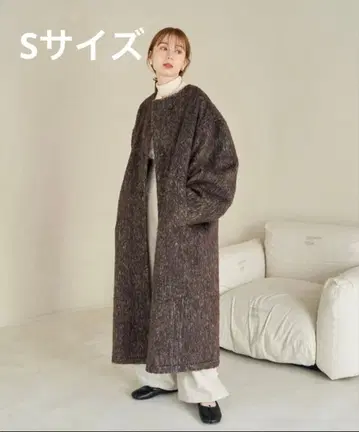 hinari 노카라 샤기 롱 코트 S 사이즈