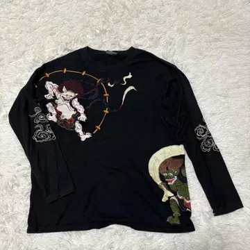 백화요란 일본풍 패턴 풍신뇌신 자수 T셔츠