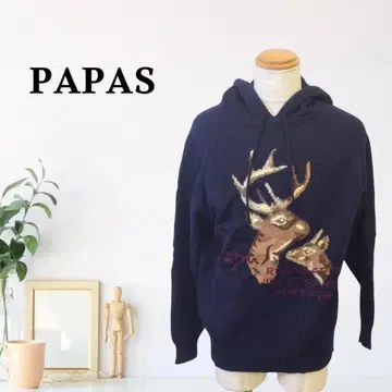 zAA13 [ F ] PAPAS 니트 후드티 드롭 숄더 풀오버