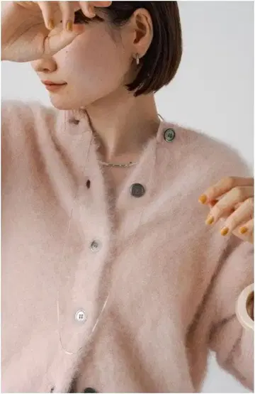 Omekashi 새상품급 퍼 캐시미어 2WAY 가디건 핑크