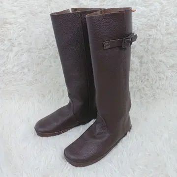 KOOS 롱 부츠 NINA 주름 가죽 플랫 36 브라운