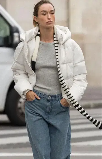 ZARA 발수 가공과 방풍 기능을 갖춘 숏 기장 아노락 S