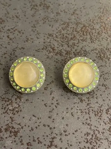 이탈리아제 클리어 그린 스톤 부착 귀찌